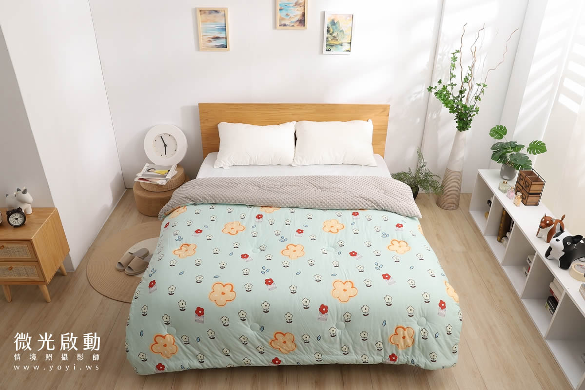 寢具商品攝影｜清新綠意圖騰雙人床包居家情境攝影｜愛利斯 127
