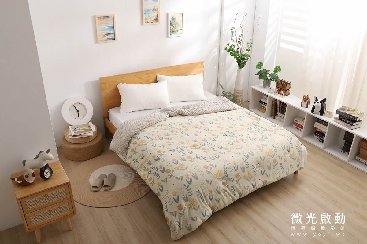 寢具商品攝影｜清新綠意圖騰雙人床包居家情境攝影｜愛利斯 131