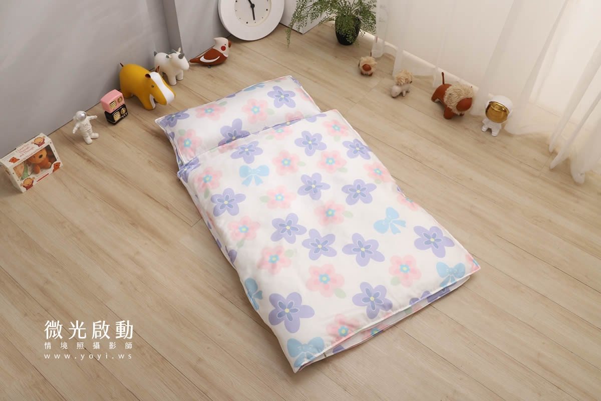 兒童寢具攝影｜粉柔溫馨兒童雙人床包情境攝影｜愛利斯 123