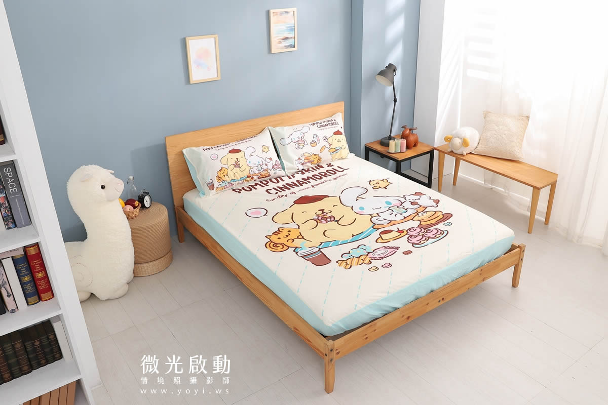 寢具商品攝影｜童趣插畫圖騰雙人床包情境攝影｜床的嫁紗 3