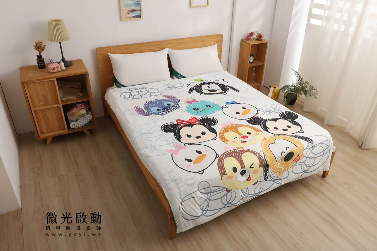 卡通聯名寢具攝影｜迪士尼奇奇蒂蒂雙人床包情境攝影｜銘詳 5