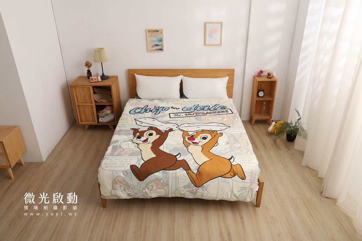 卡通聯名寢具攝影｜迪士尼奇奇蒂蒂雙人床包情境攝影｜銘詳 25