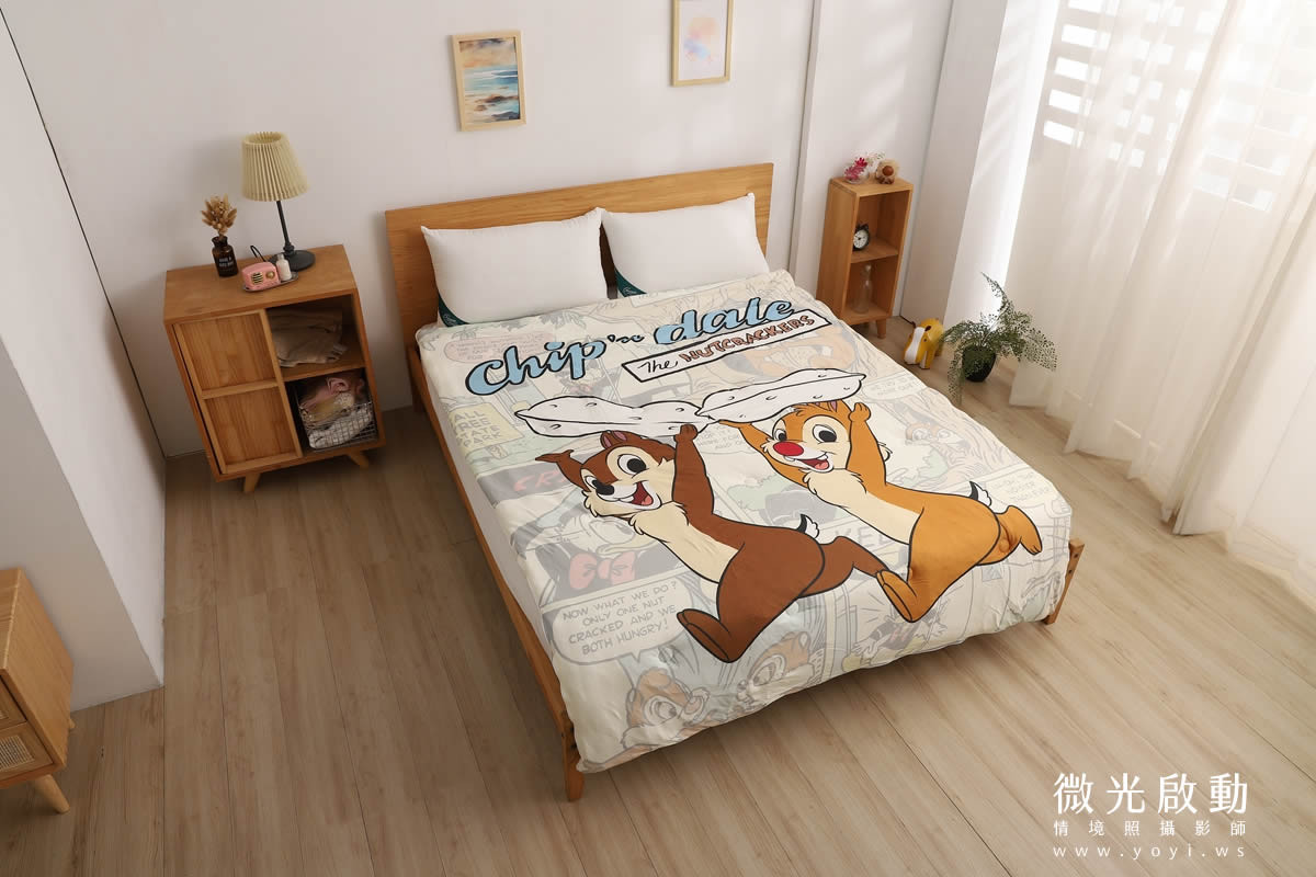 卡通聯名寢具攝影｜迪士尼奇奇蒂蒂雙人床包情境攝影｜銘詳 27