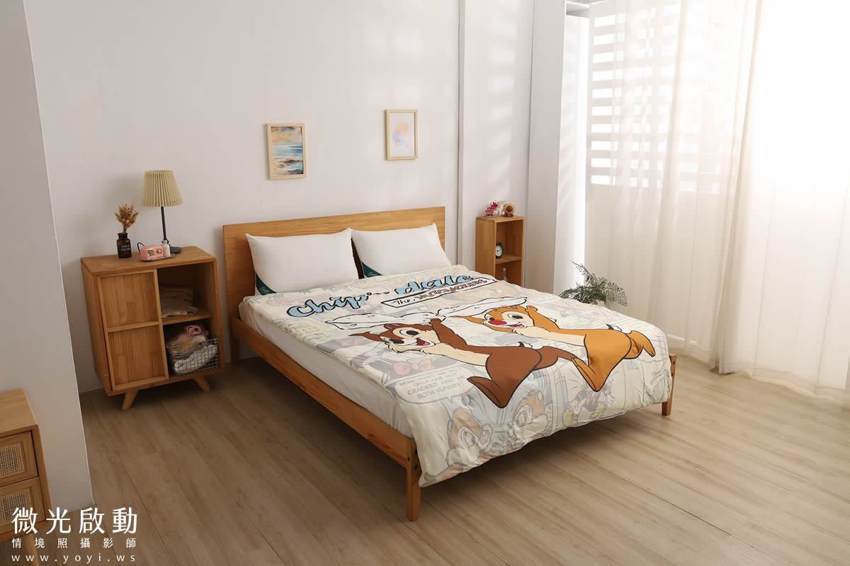 卡通聯名寢具攝影｜迪士尼奇奇蒂蒂雙人床包情境攝影｜銘詳 29