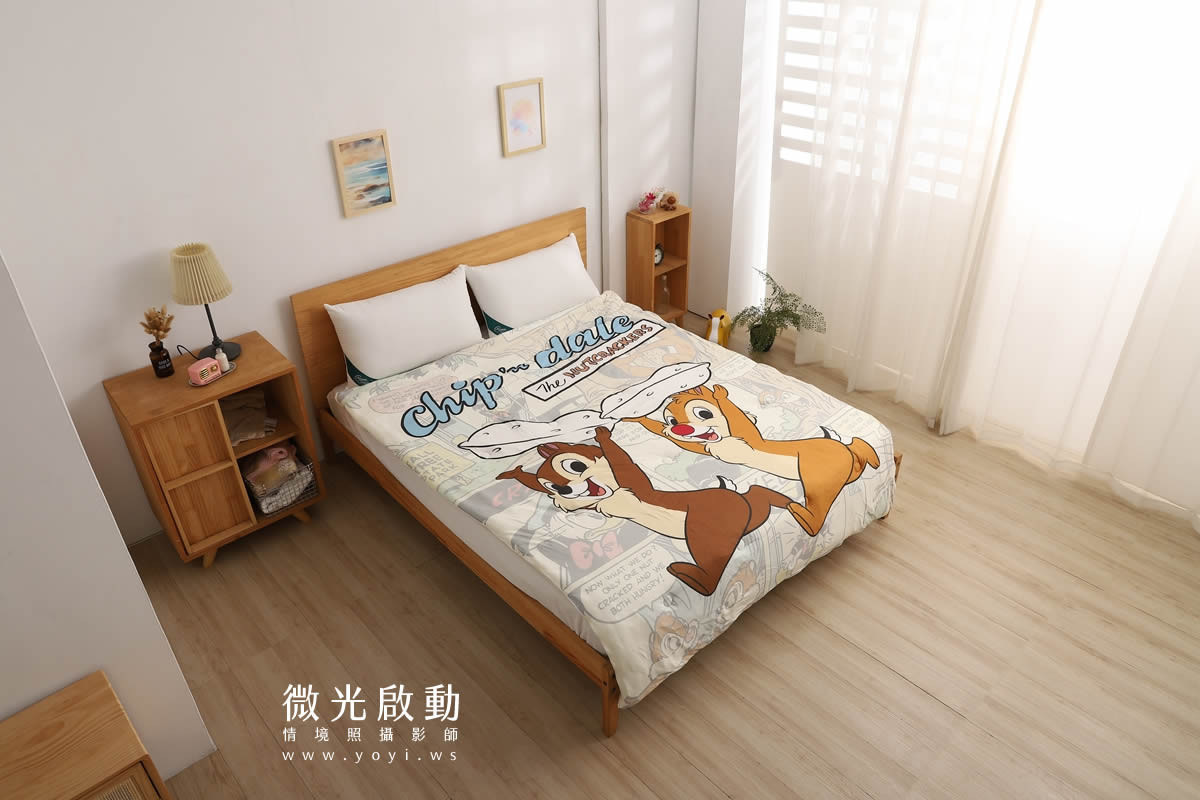 卡通聯名寢具攝影｜迪士尼奇奇蒂蒂雙人床包情境攝影｜銘詳 31