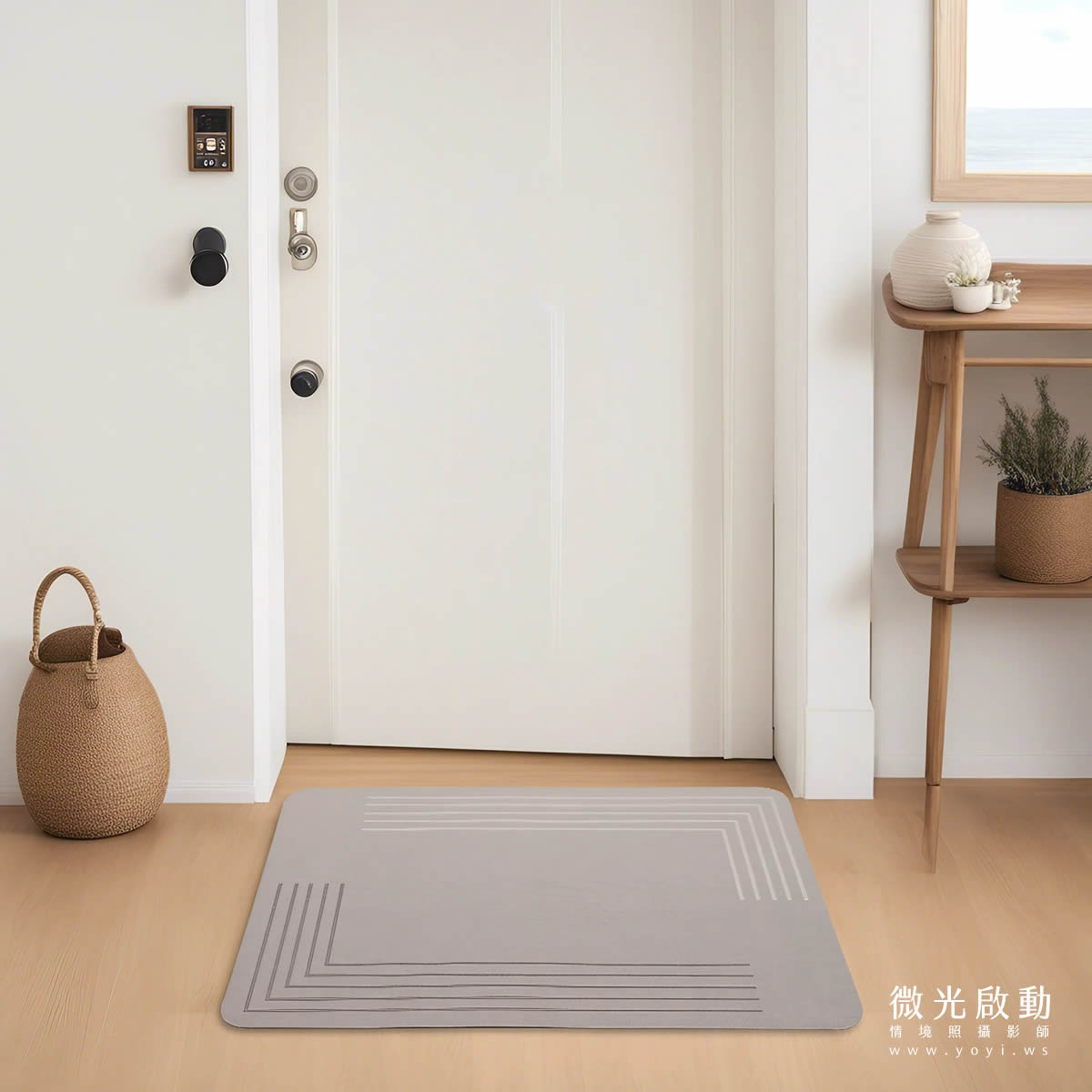 門墊攝影｜粉色童趣造型門墊玄關情境攝影 7