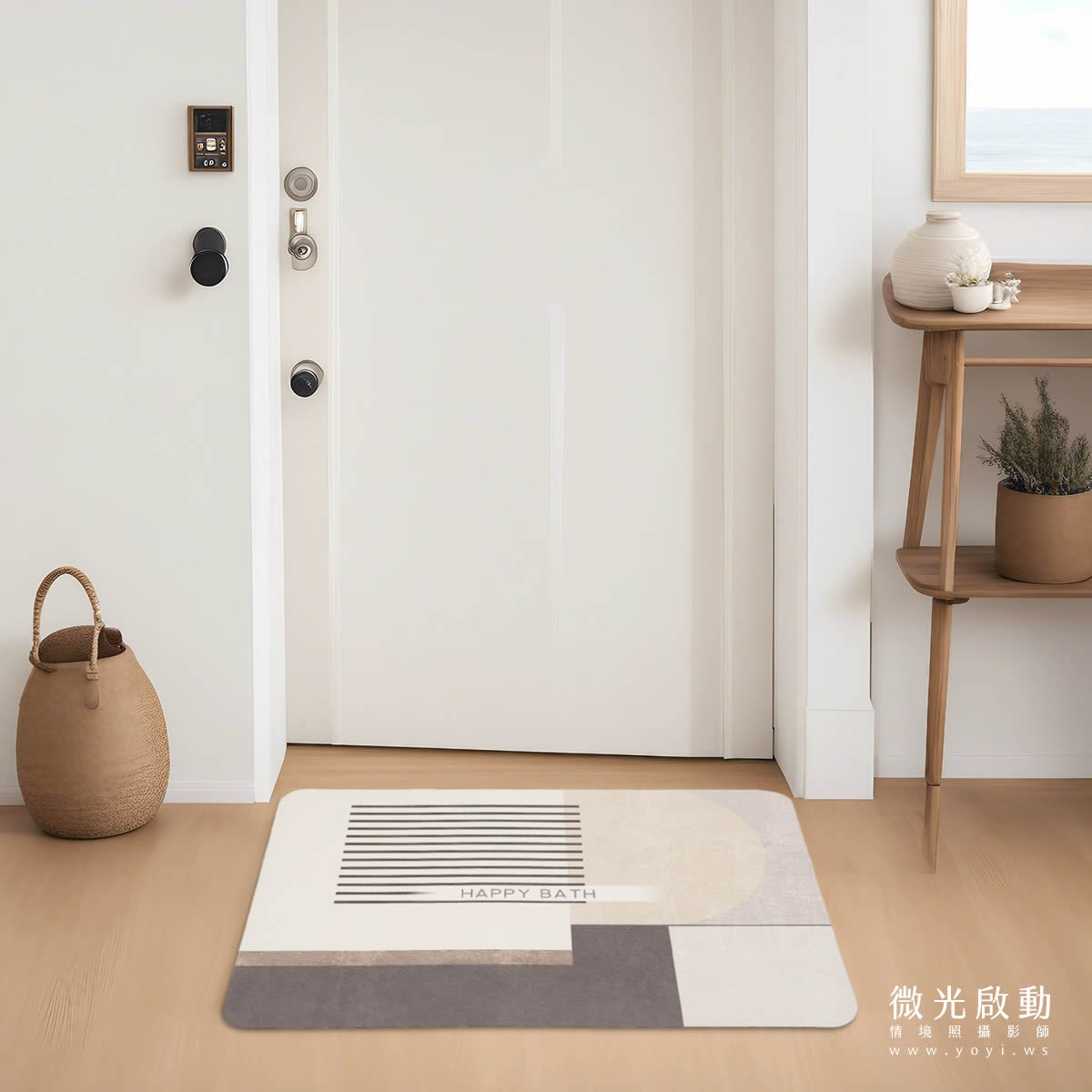 門墊攝影｜粉色童趣造型門墊玄關情境攝影 9