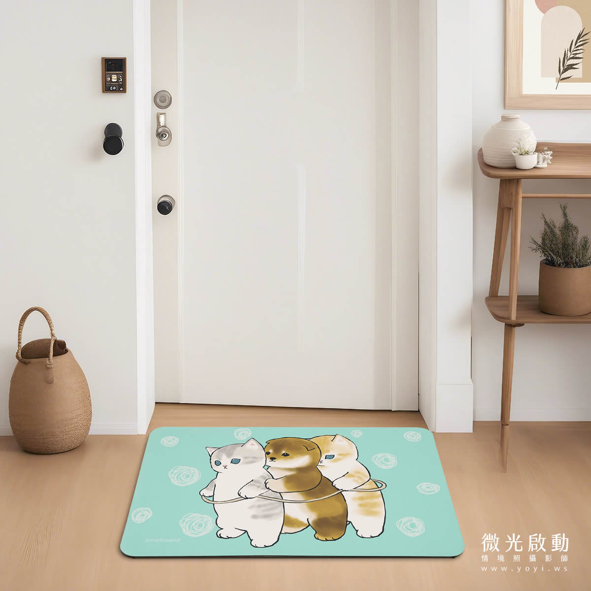 門墊攝影｜粉色童趣造型門墊玄關情境攝影 11