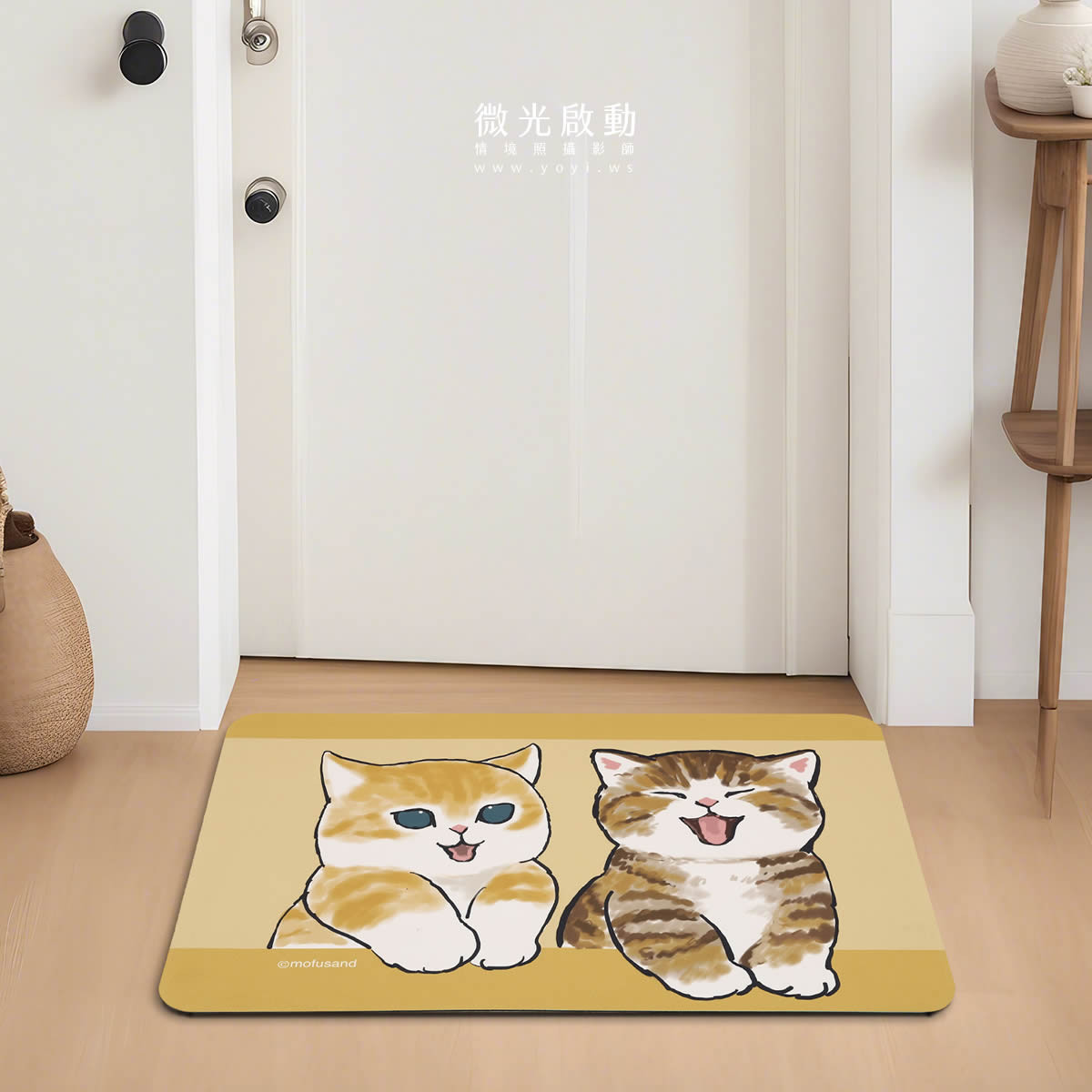 門墊攝影｜粉色童趣造型門墊玄關情境攝影 13