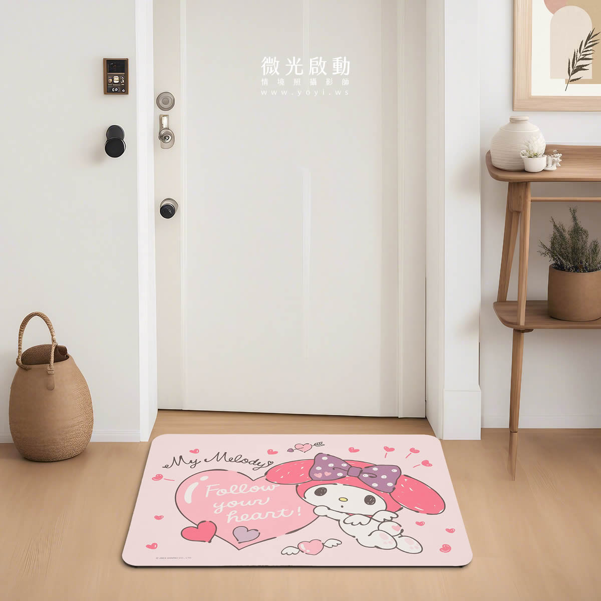 門墊攝影｜粉色童趣造型門墊玄關情境攝影 25