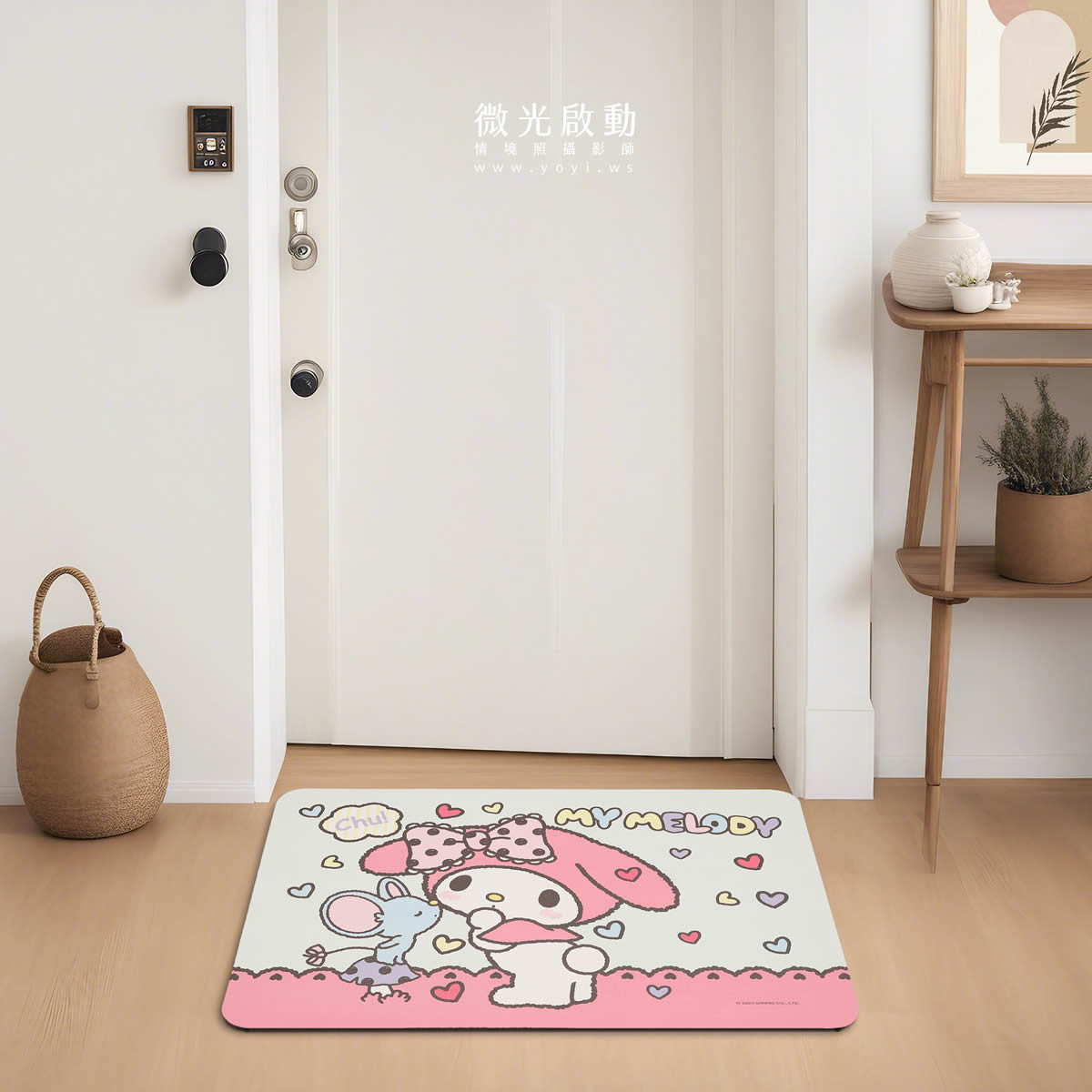 門墊攝影｜粉色童趣造型門墊玄關情境攝影 27