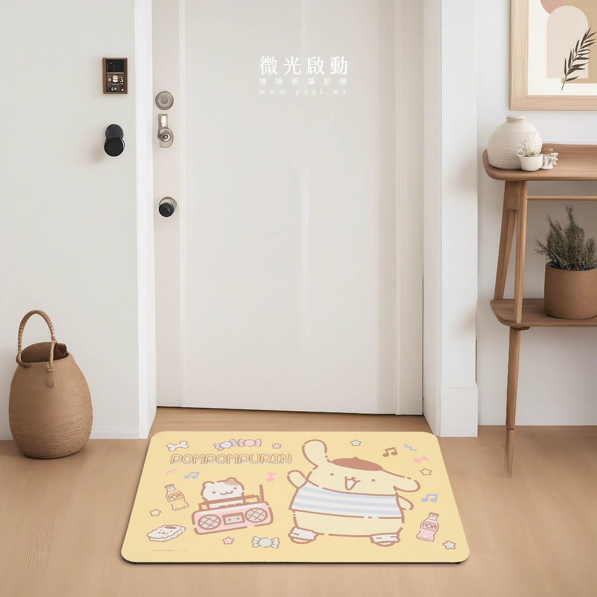門墊攝影｜粉色童趣造型門墊玄關情境攝影 57