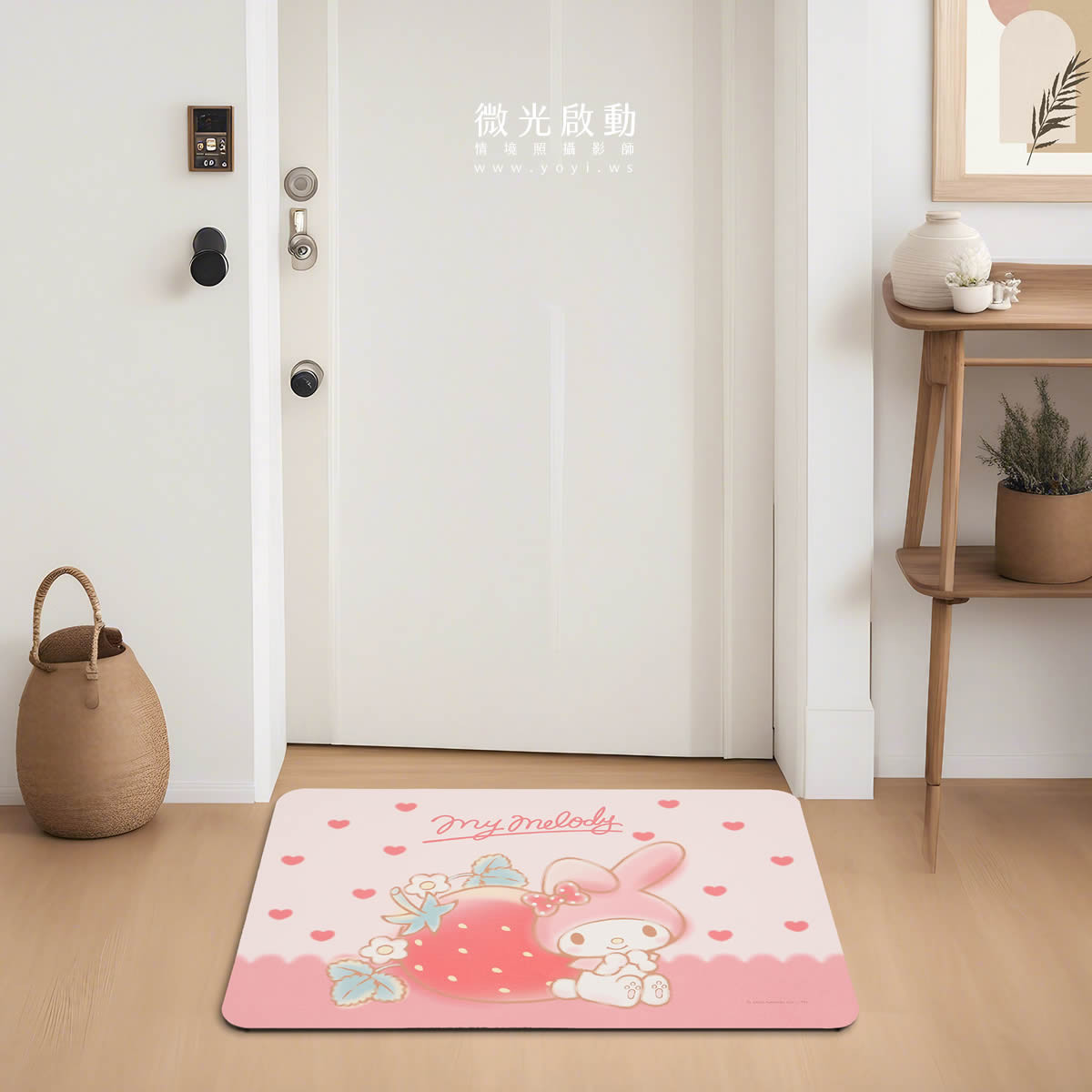 門墊攝影｜粉色童趣造型門墊玄關情境攝影 59