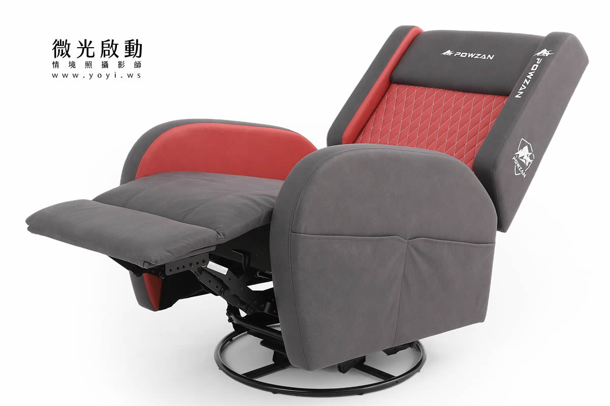 電競椅攝影｜紅白黑配色機能電競按摩椅去背攝影｜捷旺 65