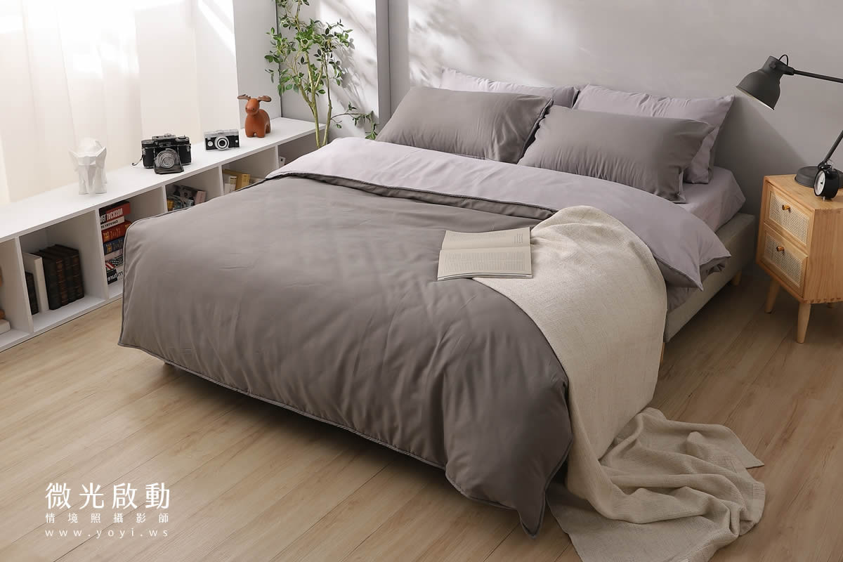 寢具商品攝影｜質感灰調雙人床包居家情境攝影｜愛利斯 75