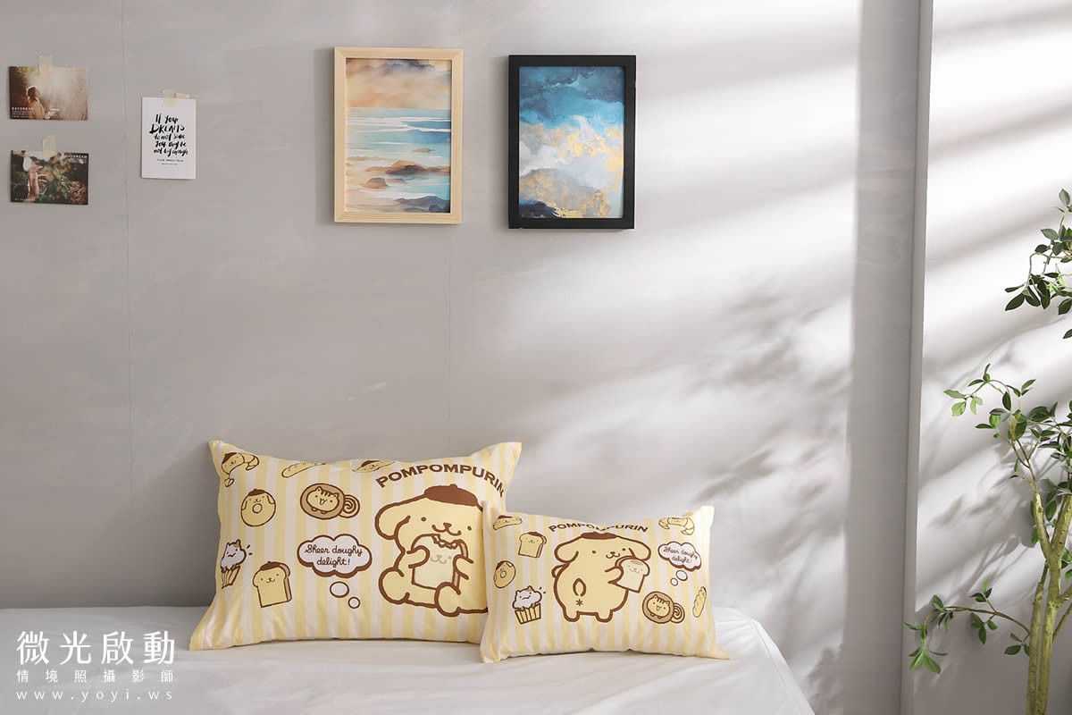 抱枕商品攝影｜童趣插畫風格抱枕木質調情境攝影｜床的嫁紗 13