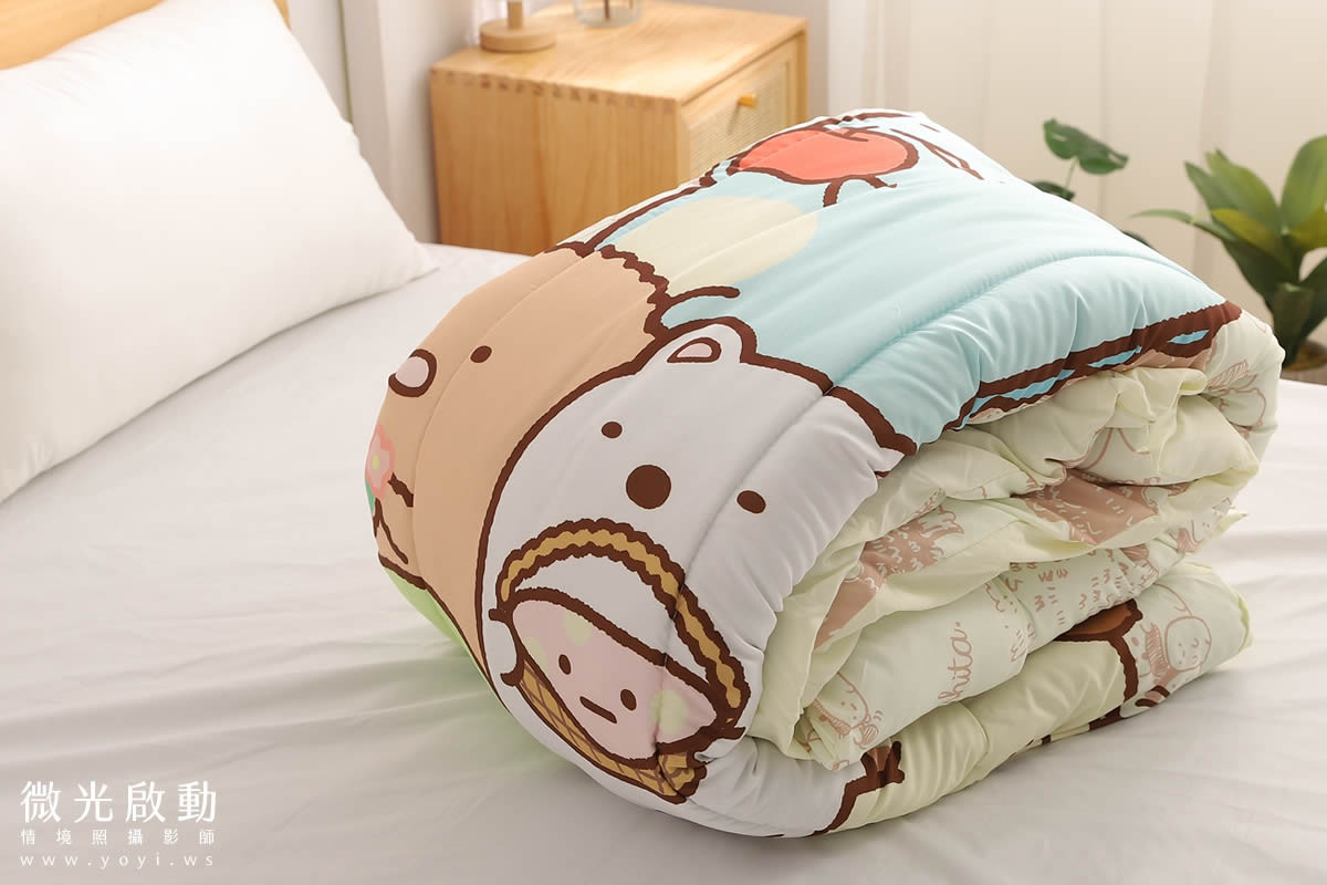 卡通聯名寢具攝影｜角落生物圖騰暖暖被情境攝影｜床的嫁紗 3