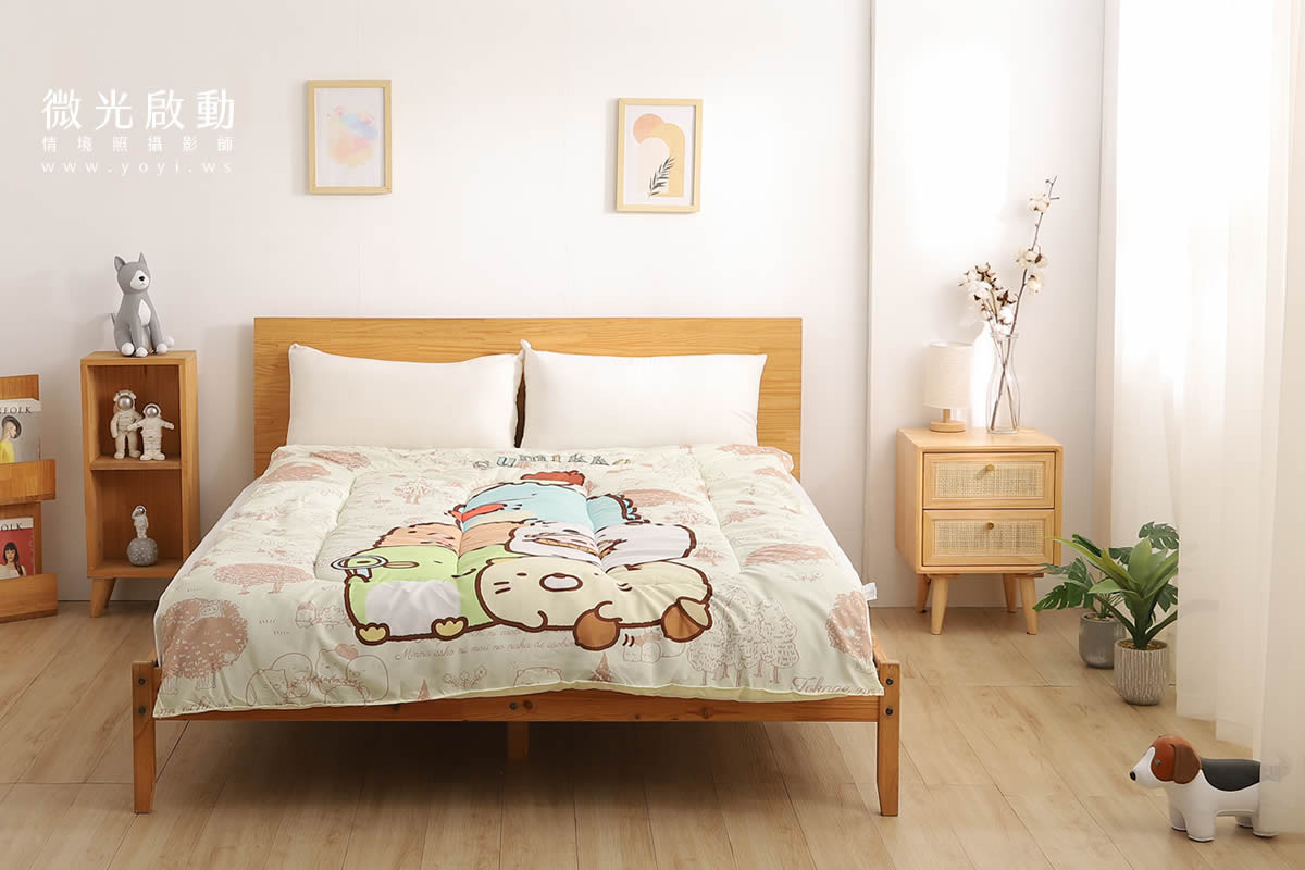 卡通聯名寢具攝影｜角落生物圖騰暖暖被情境攝影｜床的嫁紗 7