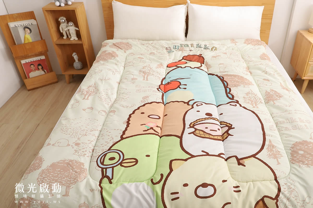 卡通聯名寢具攝影｜角落生物圖騰暖暖被情境攝影｜床的嫁紗 11