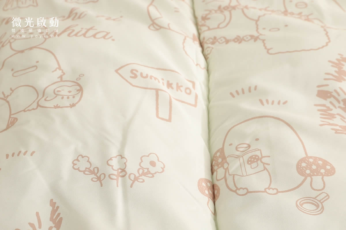 卡通聯名寢具攝影｜角落生物圖騰暖暖被情境攝影｜床的嫁紗 15