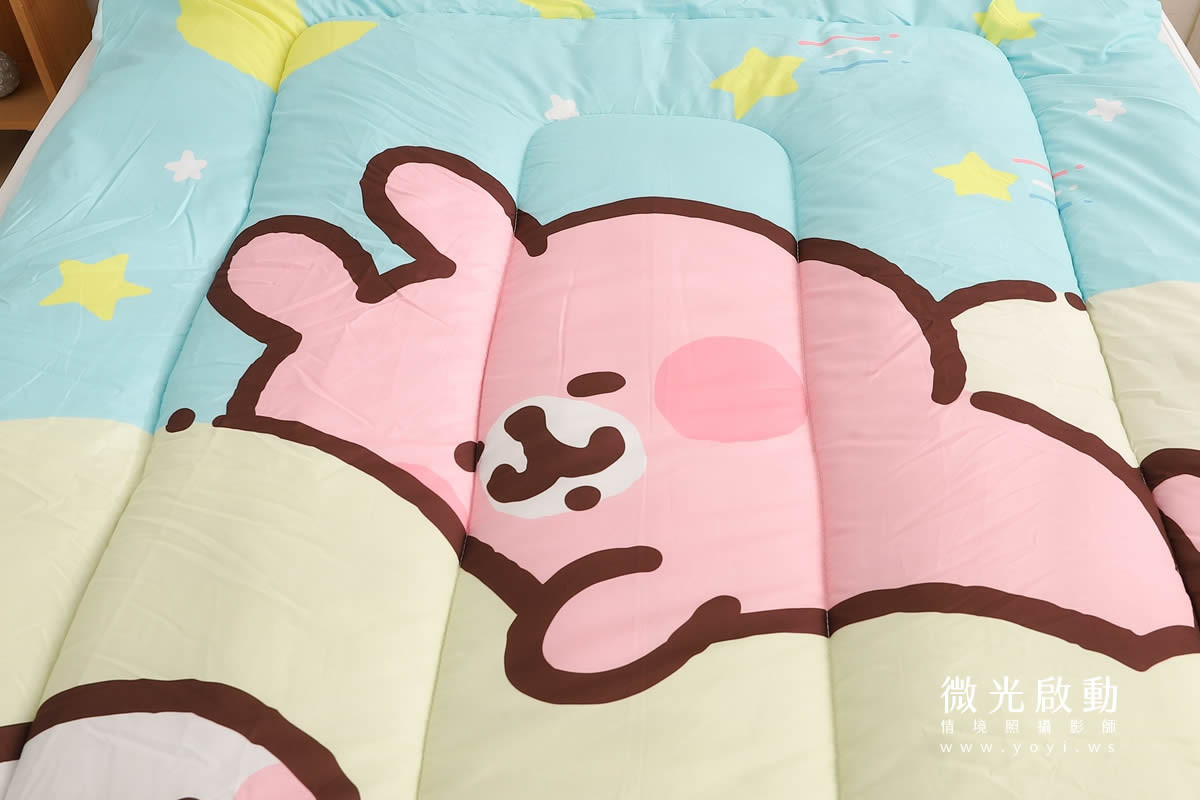 卡通聯名寢具攝影｜角落生物圖騰暖暖被情境攝影｜床的嫁紗 21