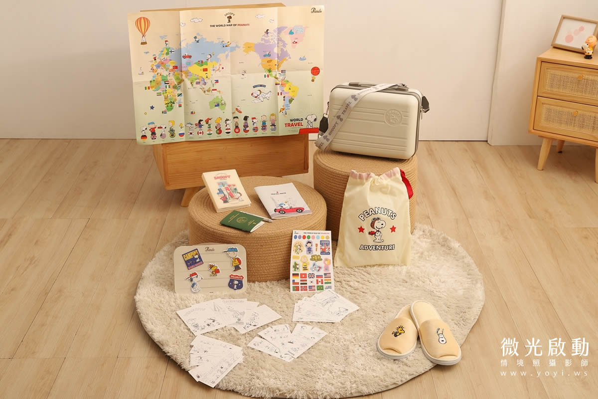 卡通聯名寢具攝影｜史努比圖騰藍色床包模特兒居家情境攝影｜銘詳 7