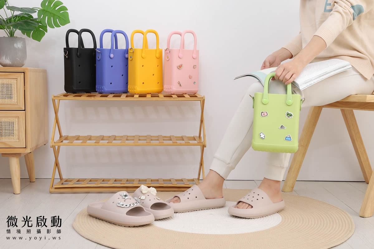 服飾配件商品攝影｜多色系居家拖鞋與包包生活感情境攝影｜太松鞋業 71