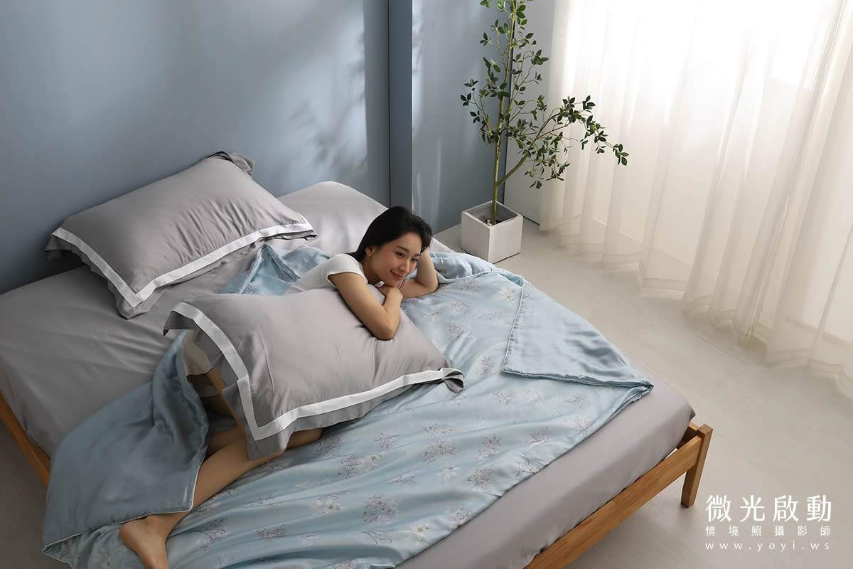 品牌羽絨被攝影｜合隆羽藏粉色輕柔羽絨被模特兒情境攝影｜合隆羽藏 45