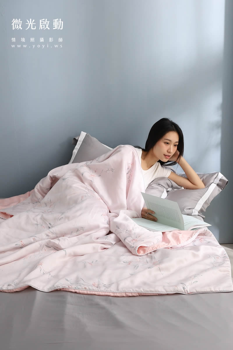 品牌羽絨被攝影｜合隆羽藏粉色輕柔羽絨被模特兒情境攝影｜合隆羽藏 127