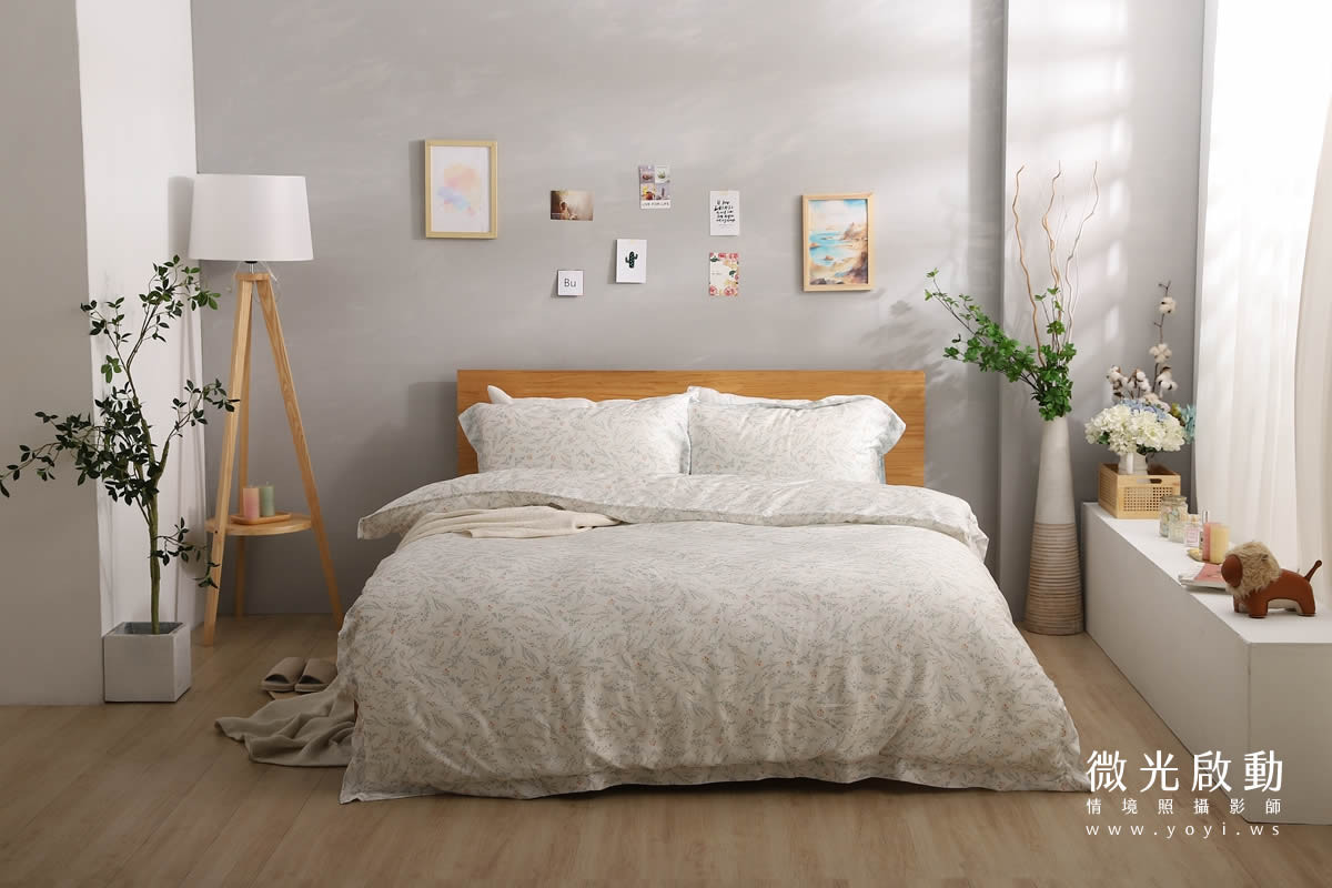 寢具商品攝影｜藍色沉穩圖騰雙人床包組情境攝影｜愛利斯寢具 11