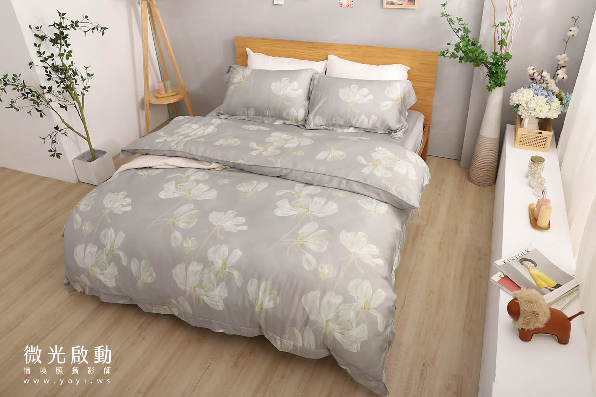 寢具商品攝影｜藍色沉穩圖騰雙人床包組情境攝影｜愛利斯寢具 15