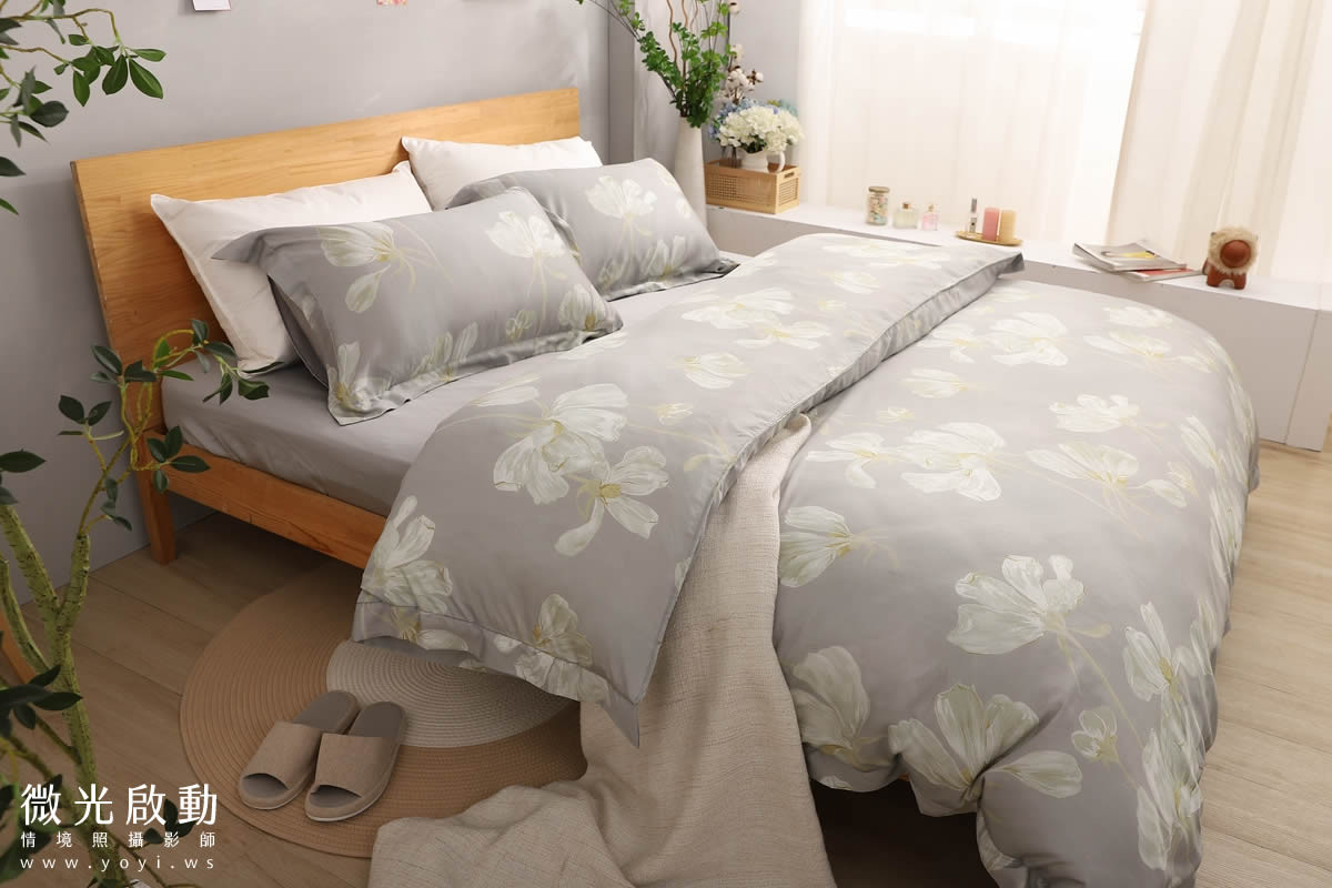 寢具商品攝影｜藍色沉穩圖騰雙人床包組情境攝影｜愛利斯寢具 25