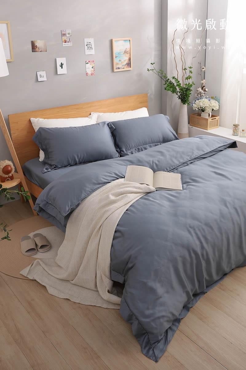 寢具商品攝影｜藍色沉穩圖騰雙人床包組情境攝影｜愛利斯寢具 27