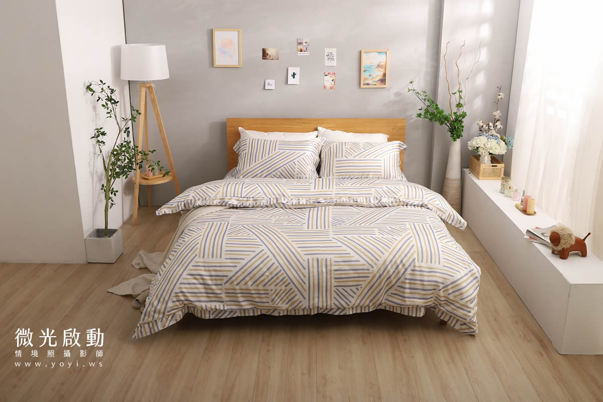 寢具商品攝影｜藍色沉穩圖騰雙人床包組情境攝影｜愛利斯寢具 29