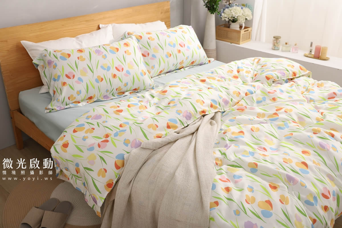 寢具商品攝影｜藍色沉穩圖騰雙人床包組情境攝影｜愛利斯寢具 37