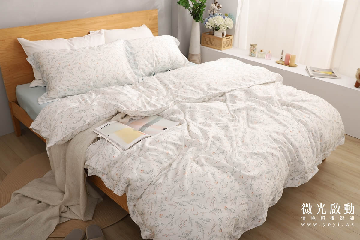寢具商品攝影｜藍色沉穩圖騰雙人床包組情境攝影｜愛利斯寢具 41