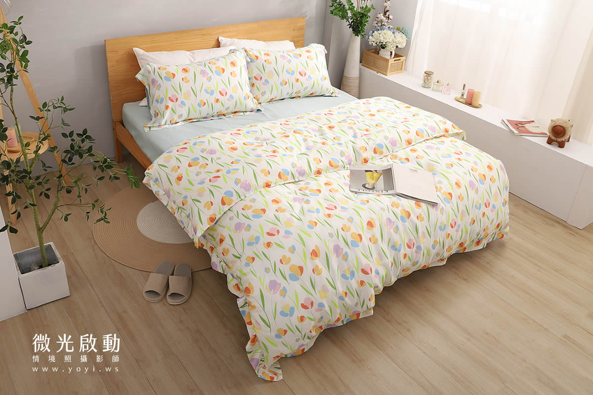 寢具商品攝影｜藍色沉穩圖騰雙人床包組情境攝影｜愛利斯寢具 43