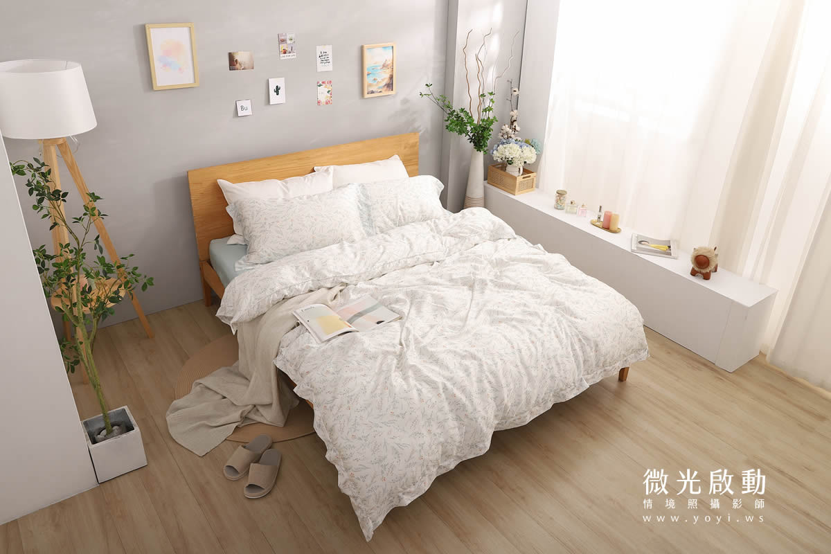 寢具商品攝影｜藍色沉穩圖騰雙人床包組情境攝影｜愛利斯寢具 49