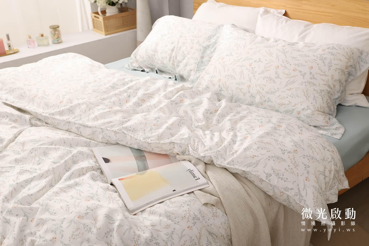 寢具商品攝影｜藍色沉穩圖騰雙人床包組情境攝影｜愛利斯寢具 51