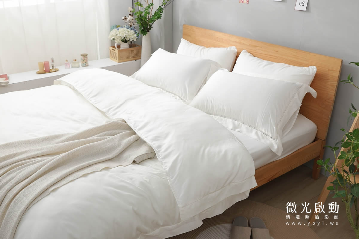 寢具商品攝影｜藍色沉穩圖騰雙人床包組情境攝影｜愛利斯寢具 55