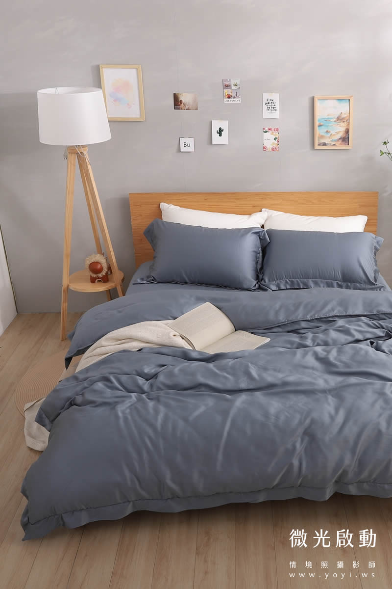 寢具商品攝影｜藍色沉穩圖騰雙人床包組情境攝影｜愛利斯寢具 61