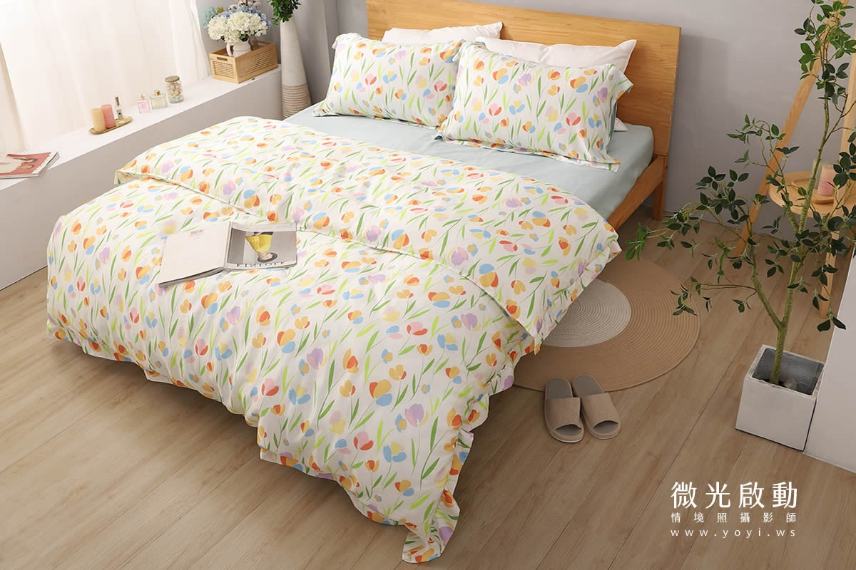 寢具商品攝影｜藍色沉穩圖騰雙人床包組情境攝影｜愛利斯寢具 63