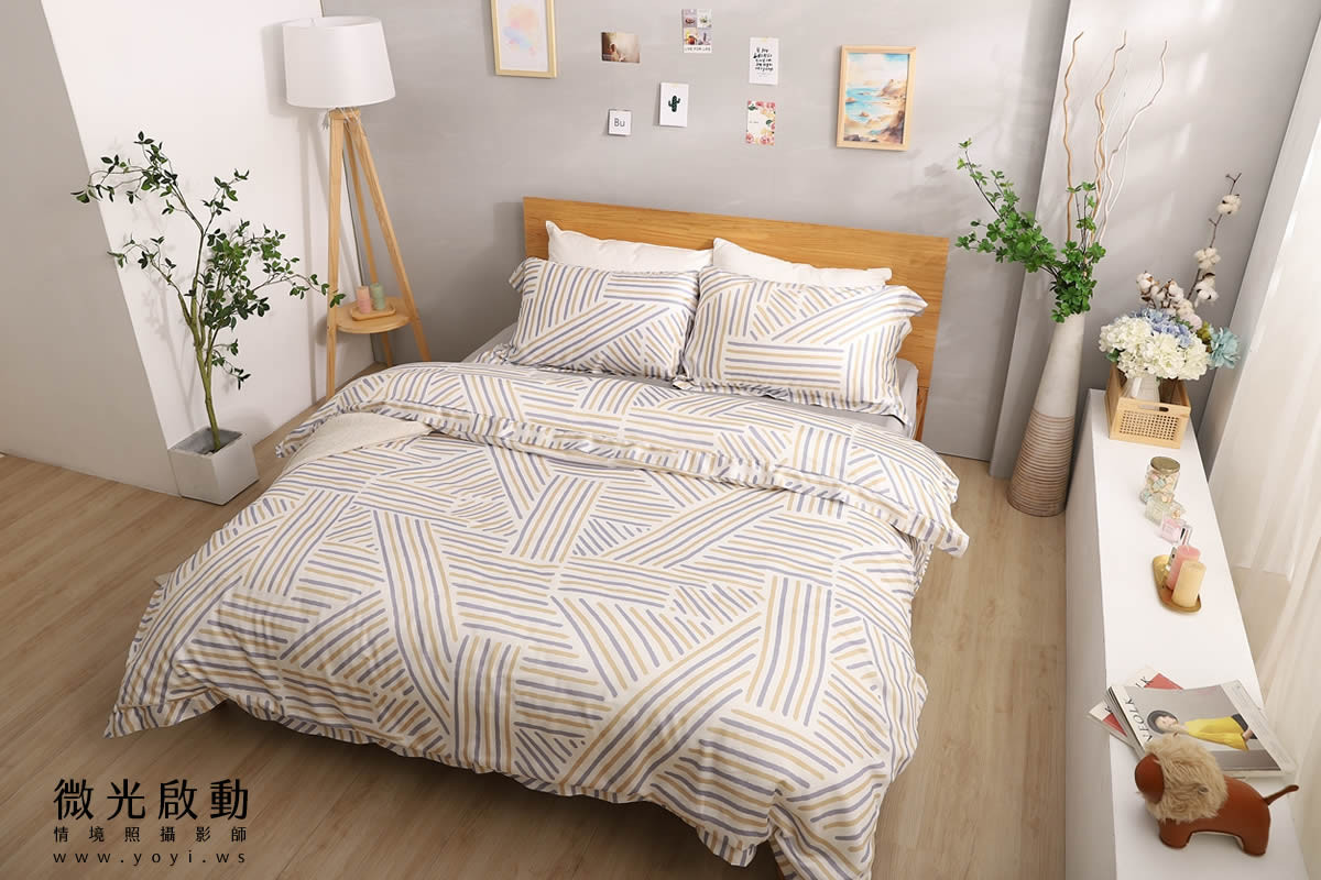 寢具商品攝影｜藍色沉穩圖騰雙人床包組情境攝影｜愛利斯寢具 71