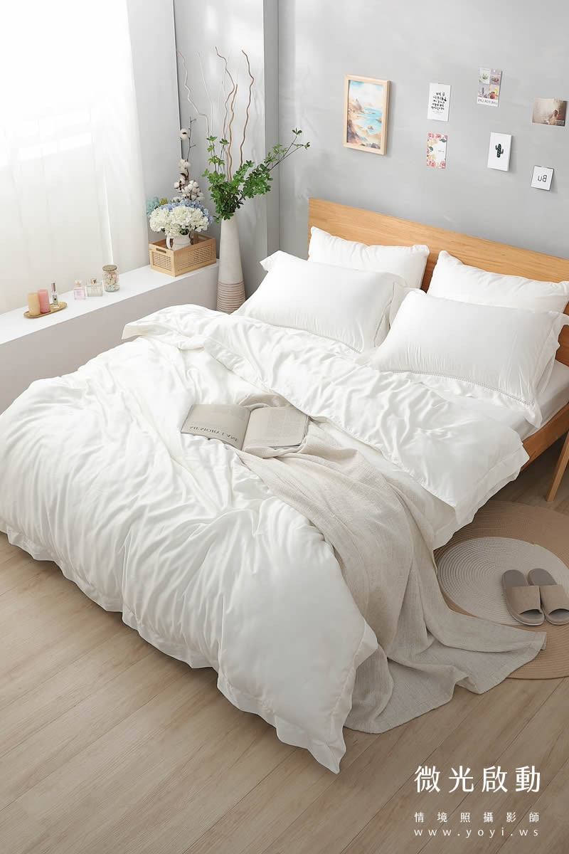 寢具商品攝影｜藍色沉穩圖騰雙人床包組情境攝影｜愛利斯寢具 77