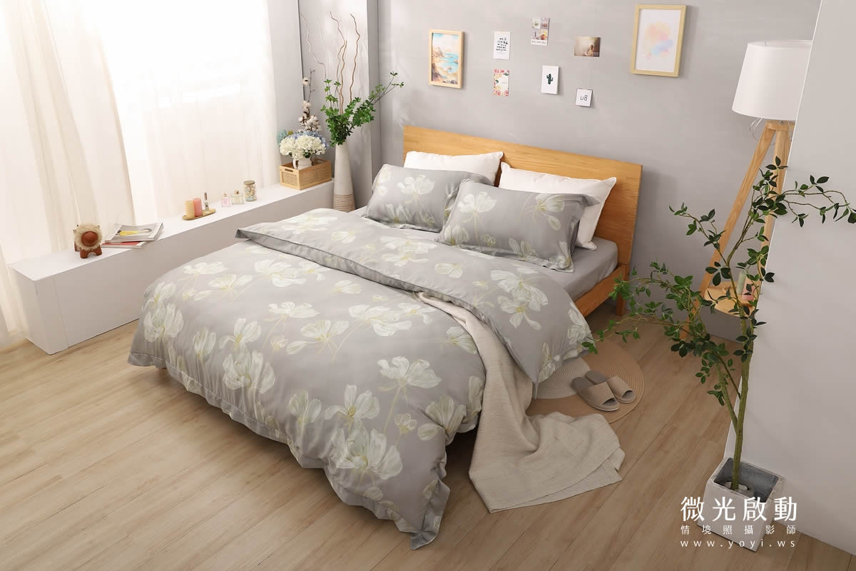 寢具商品攝影｜藍色沉穩圖騰雙人床包組情境攝影｜愛利斯寢具 79