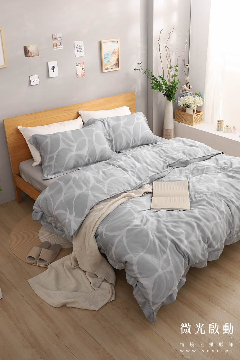 寢具商品攝影｜藍色沉穩圖騰雙人床包組情境攝影｜愛利斯寢具 89