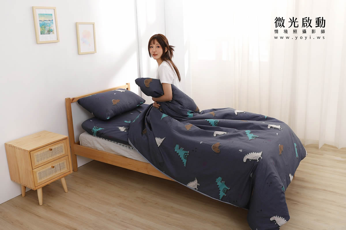寢具商品攝影｜水藍色單人床包組模特兒情境攝影｜蓓爾國際 69