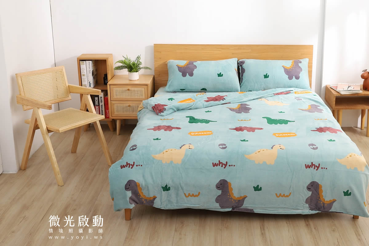兒童寢具攝影｜童趣圖騰防踢被模特兒熟睡情境攝影｜冠益 7