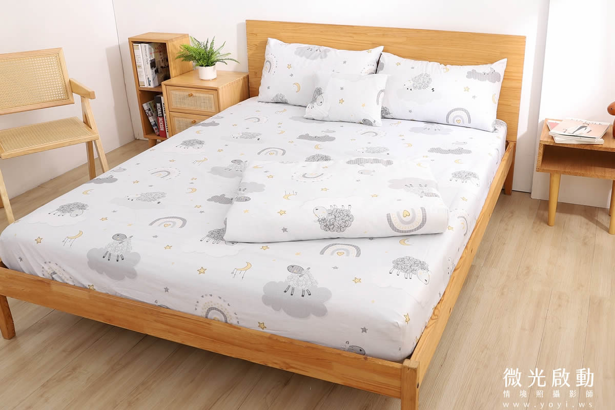 兒童寢具攝影｜童趣圖騰防踢被模特兒熟睡情境攝影｜冠益 21