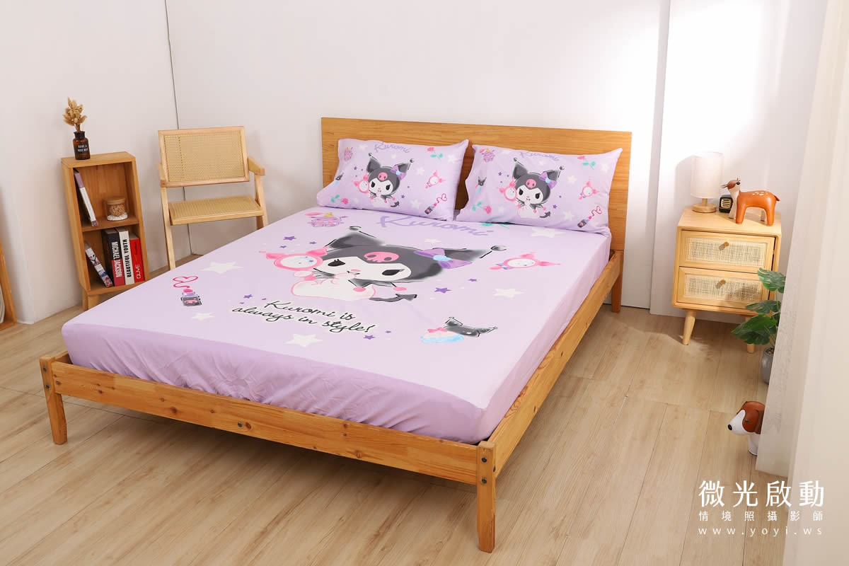 卡通聯名寢具攝影｜美樂蒂粉色童趣雙人床包情境攝影｜銘詳 5